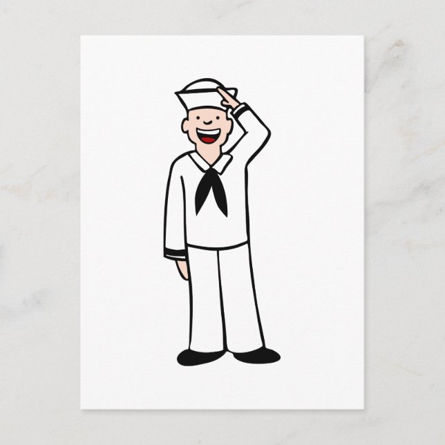 Navy Uniform Man Cartoon Postkarte (Vorderseite)