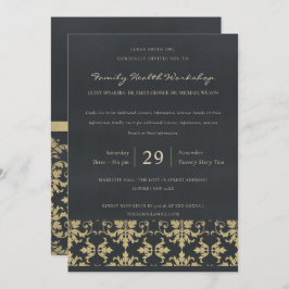NAVY VELVET GOLD DAMASK CLASSIC WORKSHOP EVENT EINLADUNG