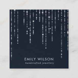 NAVY VELVET STRING LIGHTS STUD EARRING ANZEIGE  QUADRATISCHE VISITENKARTE