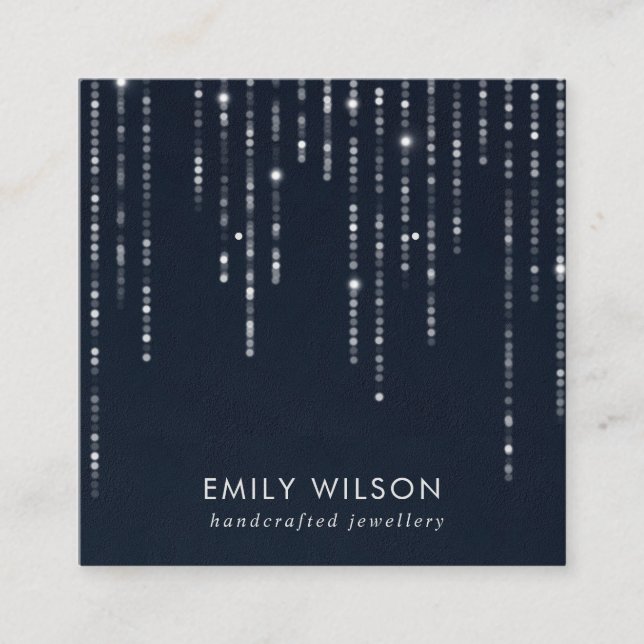 NAVY VELVET STRING LIGHTS STUD EARRING ANZEIGE  QUADRATISCHE VISITENKARTE (Vorderseite)