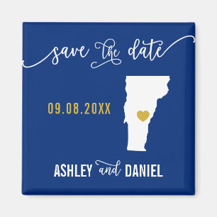 Navy Vermont Wedding Save the Date Map Magnet