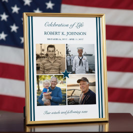 Navy Veteran 4 Photo Celebration of Life Welcome Poster