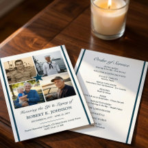 Navy Veteran 4 Photo Collage Flat Funeral Program