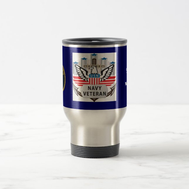 Navy Veteran Logo-Tasse Reisebecher (Mittel)