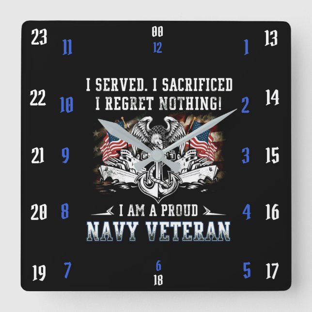 NAVY VETERAN QUADRATISCHE WANDUHR (Vorderseite)
