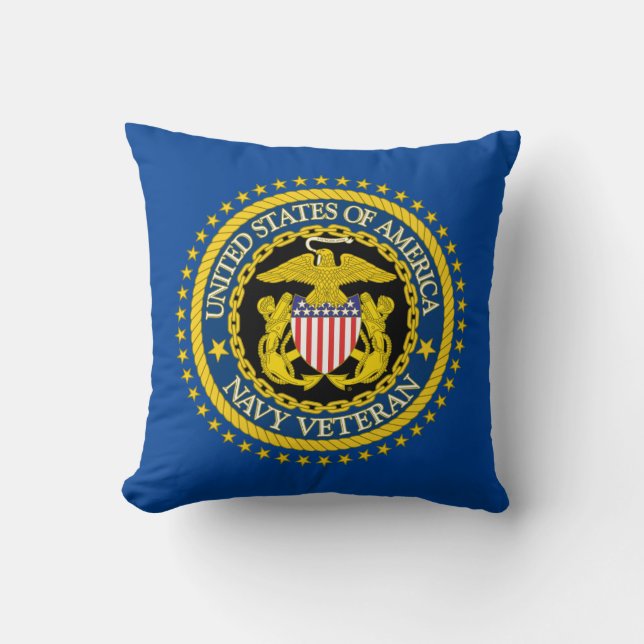 Navy Veteran Trucker Hat Kissen (Vorderseite)
