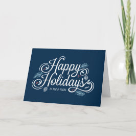 Navy Vintag Happy Holidays Script Grußkarte Feiertagskarte