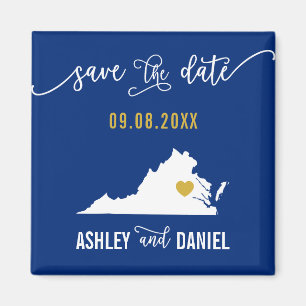 Navy Virginia Hochzeit Speichern Sie die Datumskar Magnet