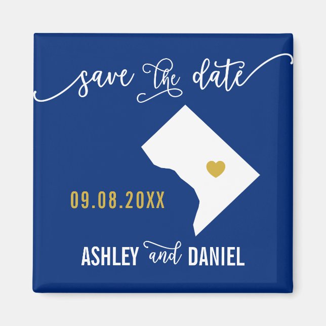 Navy Washington DC Wedding Save the Date D.C. Map Magnet (Vorne)
