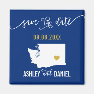 Navy Washington Staat Wedding Save the Date Map Magnet