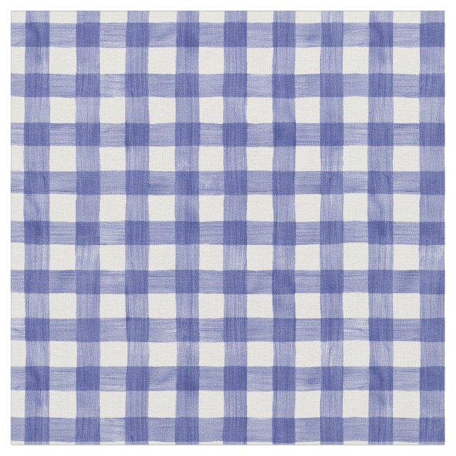 Navy Watercolor Gingham Fabric Stoff (Nahaufnahme)