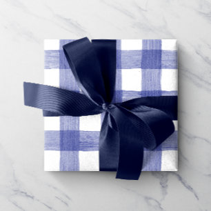Navy Watercolor Gingham Wrapping Paper Geschenkpapier