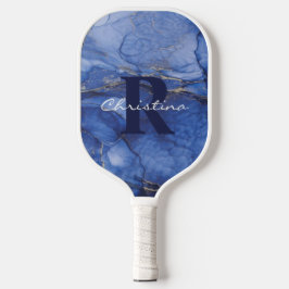 Navy Watercolor Monogram & Name individuell einste Pickleball Schläger