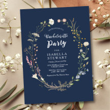 Navy Watercolor Wildblume Junggeselinnen-Abschied