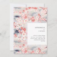 Navy Waves Sakura Blossom Moderne Hochzeit
