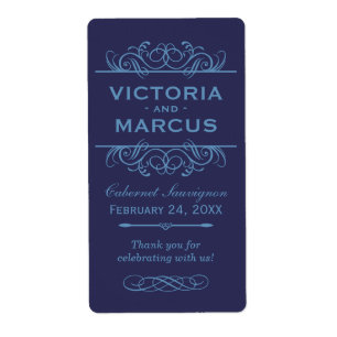 Navy Wedding Wine Bottle Monogram Fevor Labels