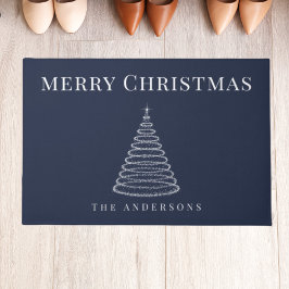 Navy-Weihnachtsbaum personalisiert Türmchen Fußmatte