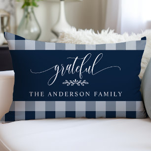 Navy & Weiß Büffel Karo personalisiert Lendenkissen