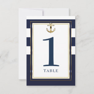 Navy-Weiß & Gold-Anker-Nautik-Tischsitzgruppe  Einladung