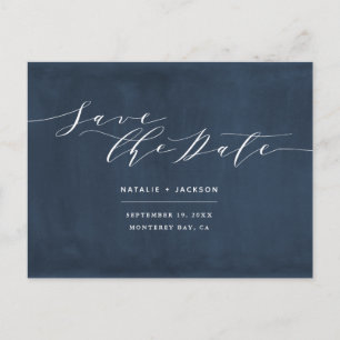 Navy + Weiß Hochzeit Save the Date Postkarte