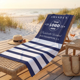 Navy-Weiß minimalistischer Junggesellinnen-Wochene Strandtuch