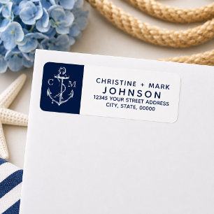 Navy + Weiß Nautische Skizze Anker Paar