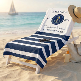 Navy & Weiß Nautischer Streifen Anker Junggesellin Strandtuch