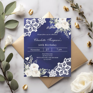 Navy-Weiß-Rosen laden zum Geburtstag ein