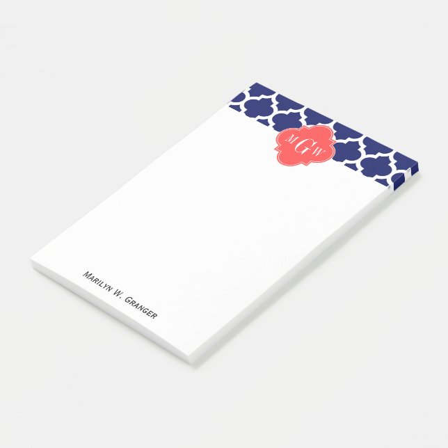 Navy Welch marokkanischer #5 Korallenrot 3 Anfangs Post-it Klebezettel (angewinkelt)