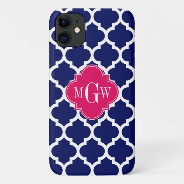 Navy Welch marokkanischer #5 Raspberry 3 Initial M Case-Mate iPhone Hülle (Rückseite)