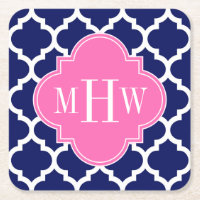 Navy Welches marokkanische #5 Hot Pink2 3 Initial