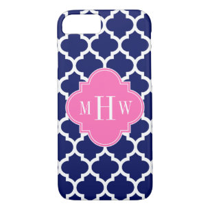 Navy Welches marokkanische #5 Hot Pink 3 Initial M Case-Mate iPhone Hülle