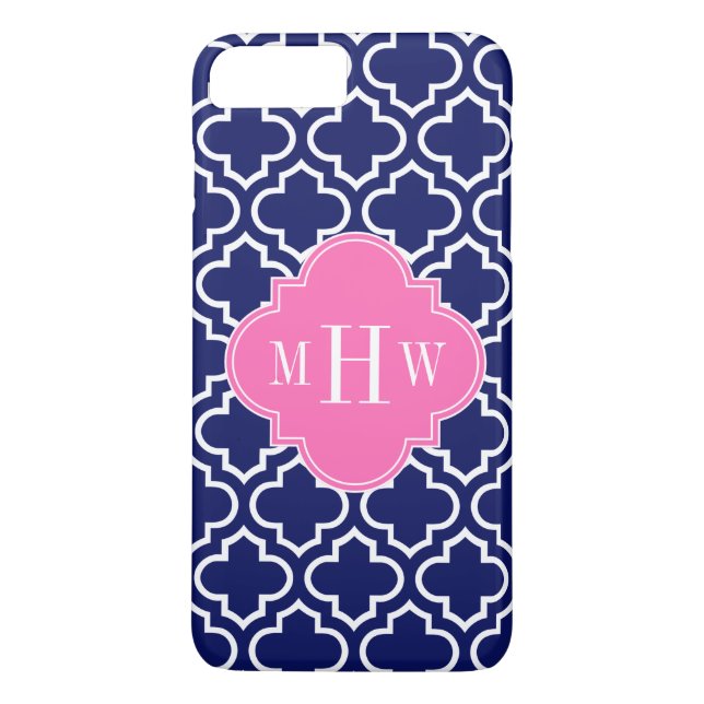 Navy Welches marokkanische #6 Hot Pink 3 Initial M Case-Mate iPhone Hülle (Rückseite)