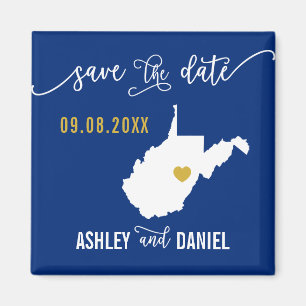 Navy West Virginia Hochzeit Speichern Sie die Datu Magnet