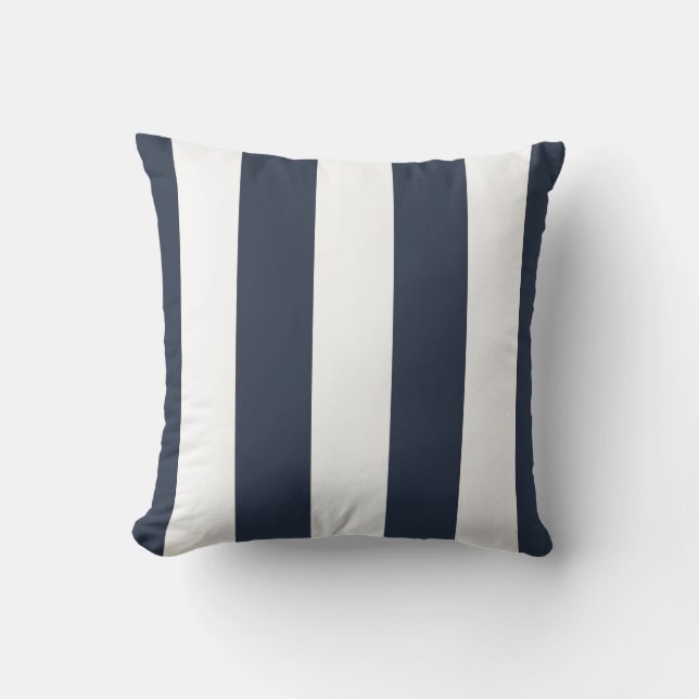 Navy & White AwnStripe Außenwirbelkissen Kissen (Vorderseite)