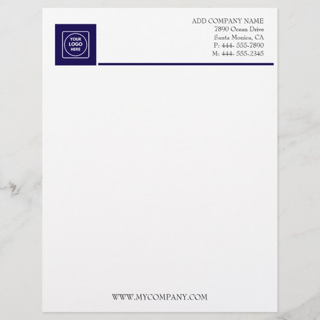 Navy White Basic Business Office letterhead Briefbogen (Vorderseite)