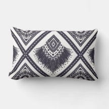 Navy White Boho Gemustert Throw Kissen