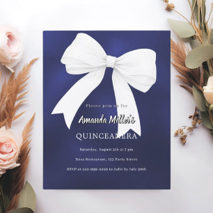 Navy-White-Bow-Quinceanera-Einladung