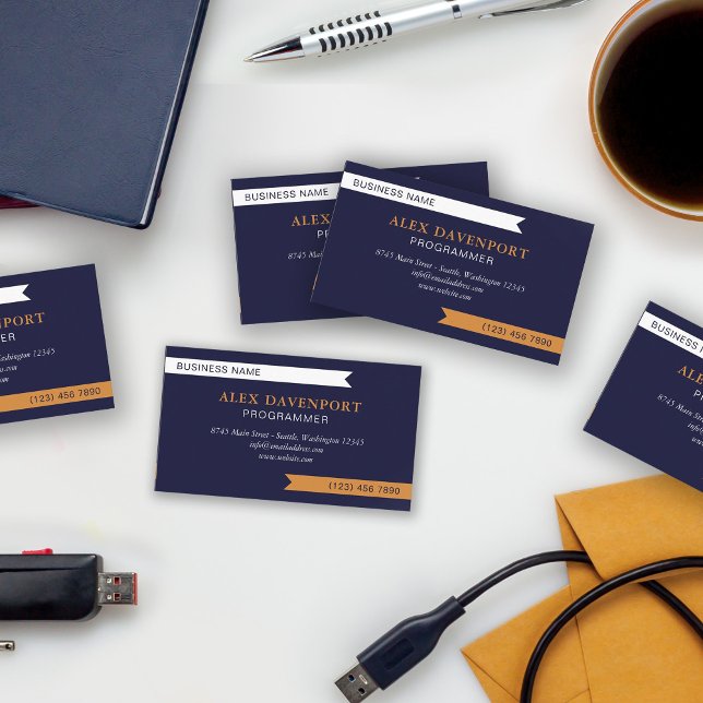 Navy White & Copper Guidon Jeglicher Beruf Visitenkarte (Von Creator hochgeladen)