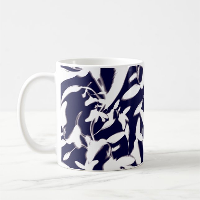 Navy & White-Farbmuster-Design aus Pflanze  Kaffeetasse (Links)