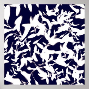 Navy & White-Farbmuster-Design aus Pflanze Poster