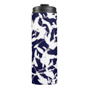 Navy & White-Farbmuster-Design aus Pflanze  Thermosbecher
