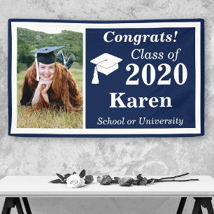 Navy White Foto Class 2020 Abschluss Banner