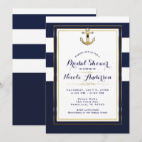 Navy White & Gold Anchor Nautical Brautparty