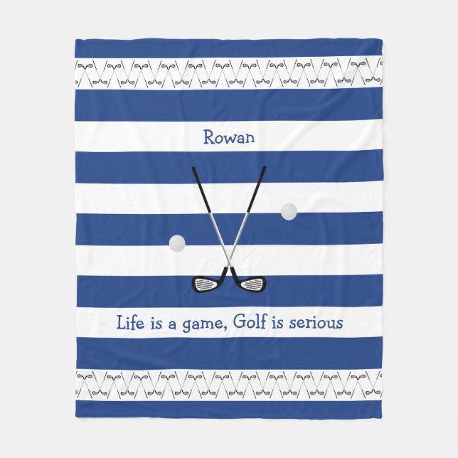 Navy White Golf Clubs personalisiert Fleece Decke (Vorderseite)