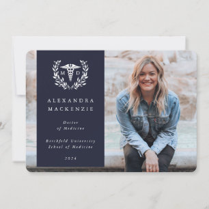 Navy + White Laurel Wreath Medical Degree Foto Ankündigung