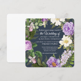 Navy White Lavender Rose Vintag Botanische Flora Einladung