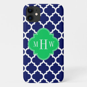 Navy White Marokkaner #5 Emerald 3 Initial Monogra Case-Mate iPhone Hülle