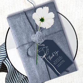 Navy White Minimal Floral Moderne Hochzeit Vielen Geschenkanhänger