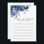 Navy & White mit Silver Foil Floral Bridal Beratun Hinweiskarte<br><div class="desc">Navy und Weiß Blume Brautparty Ratschläge für zukünftige Karten mit Silberakzenten.</div>
